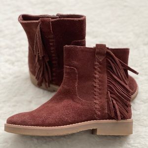 Zara Girls Maroon Fringe Boots